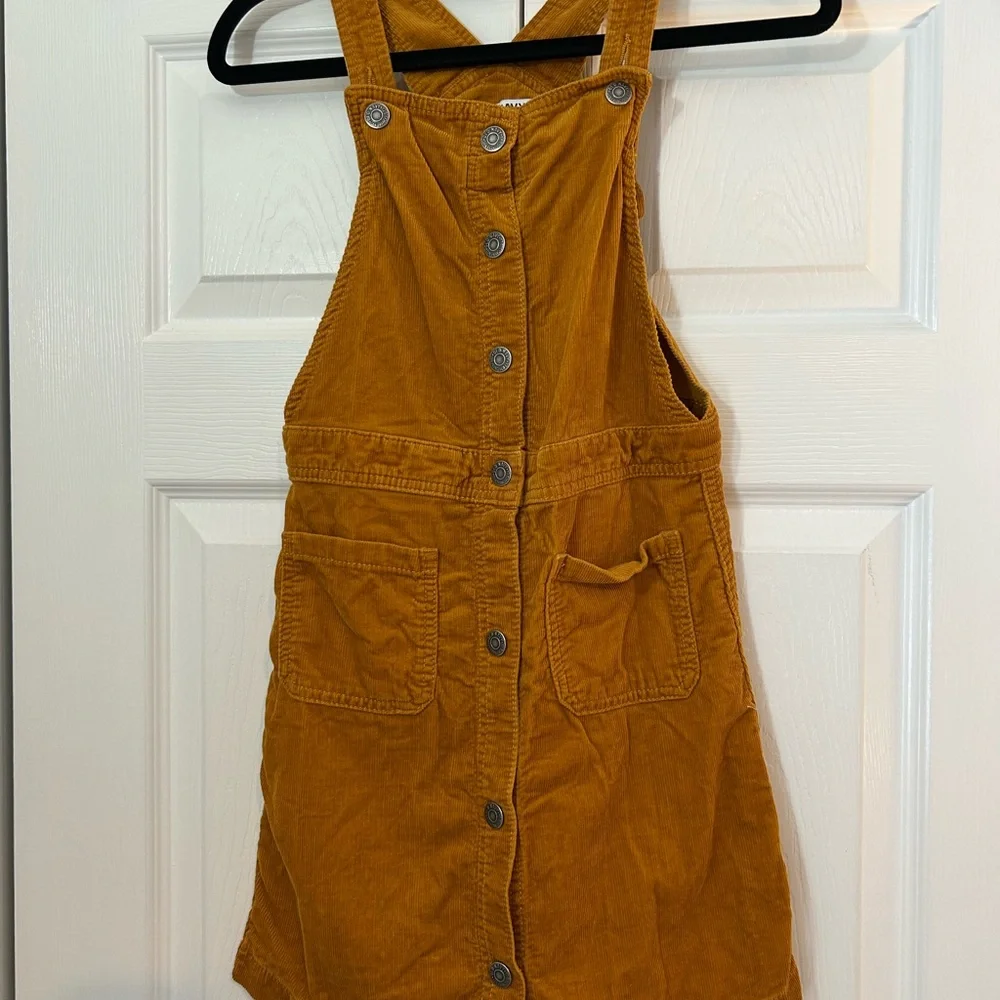 Old Navy Girls Mustard Corduroy Overall Dress Size L 10 Button Front